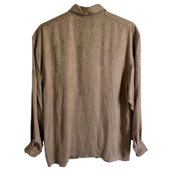 Silk Land Women's Paisley Button-Up Blouse Size 12 Pure Silk - Picture 5 of 7